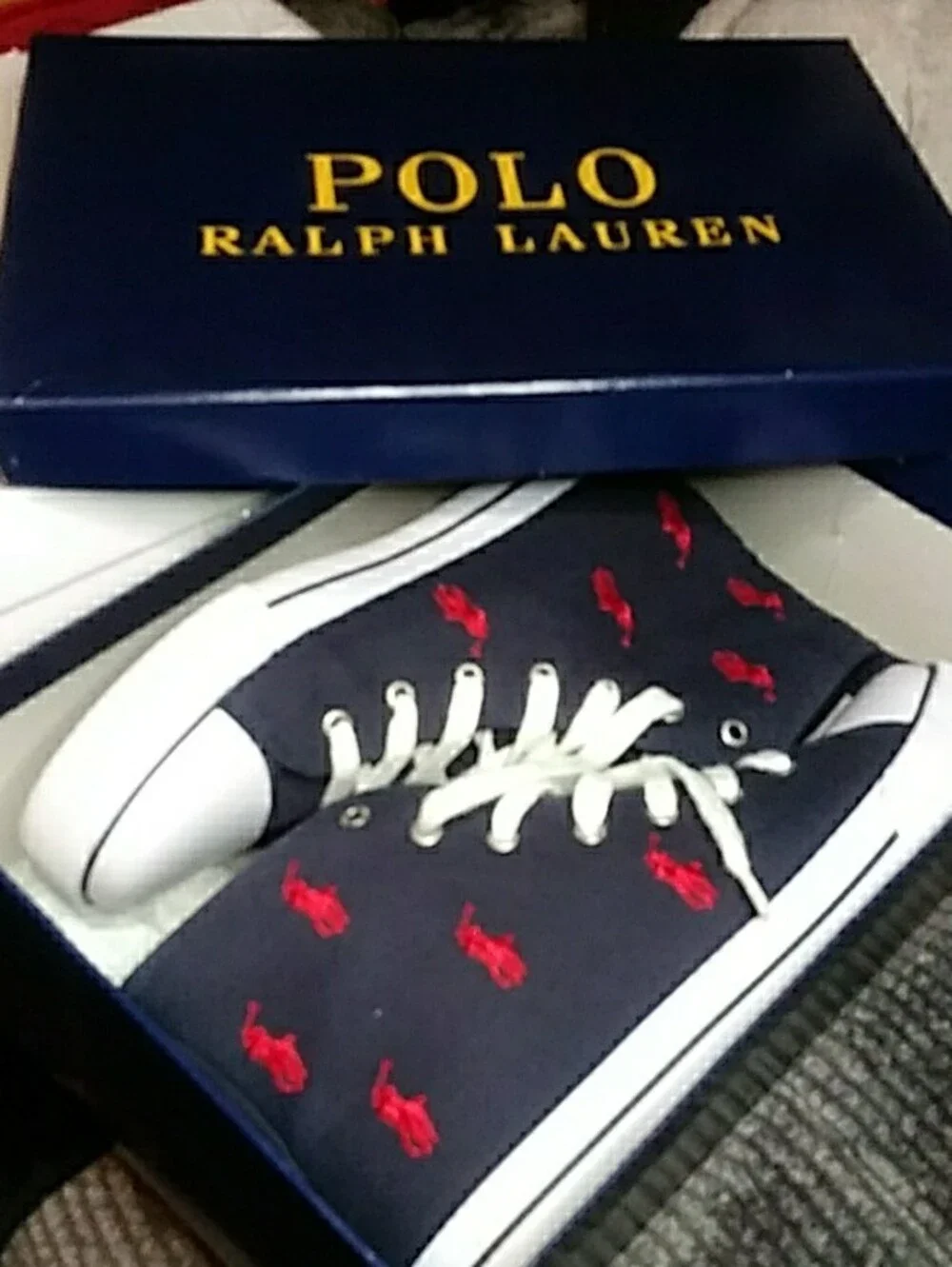 Polo Ralph Lauren Navy High-Top Sneakers with Red Pony